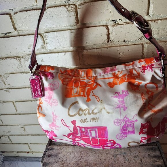 Euc Rare Vintage Coach Horse & Carriage Shoulder Bag Tote Purse - Picture 4 of 12
